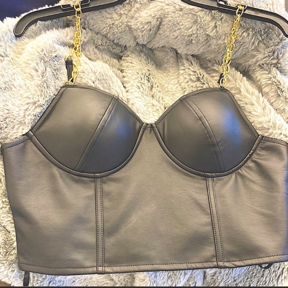 Faux Leather Bralette